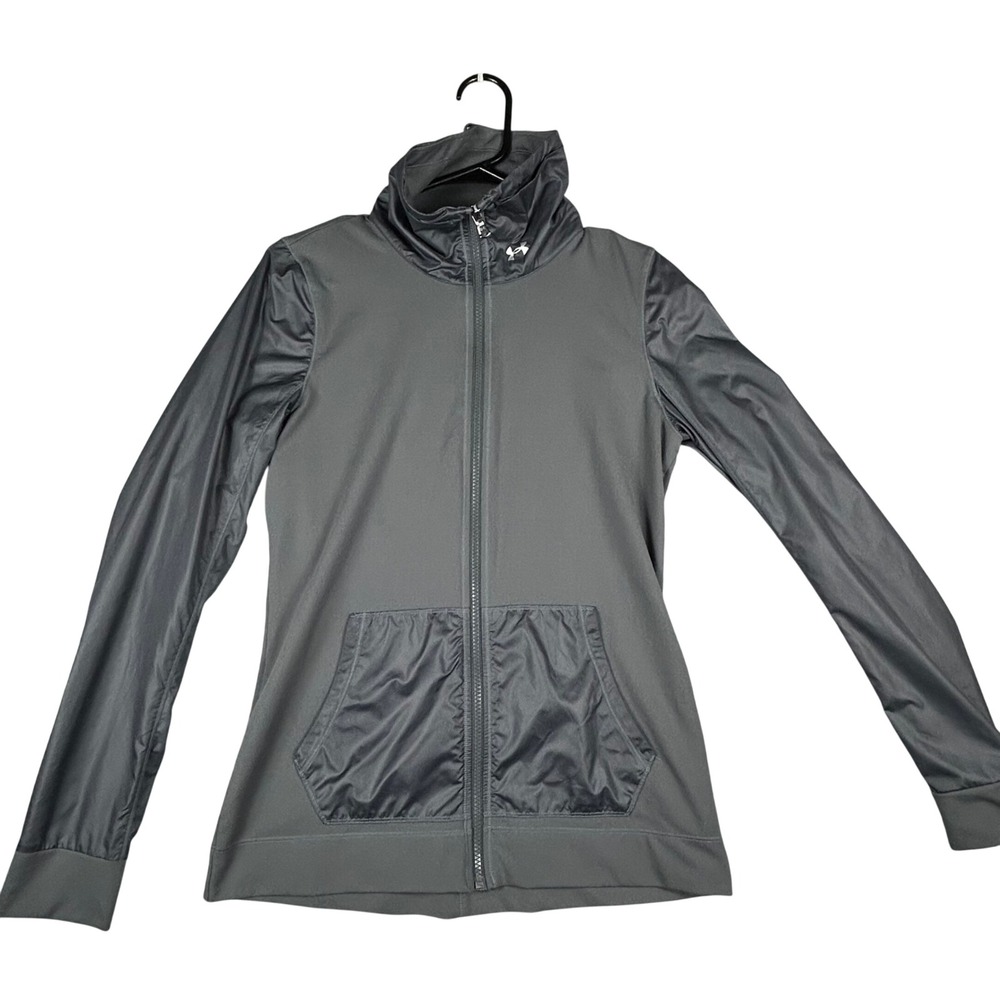 Under Armour Lux Track Jacket Women's Gray Mock Neck Full Zip Activewear‎ Size S